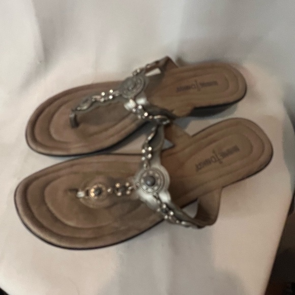 Minnetonka pewter leather slides size 9m - Picture 8 of 8